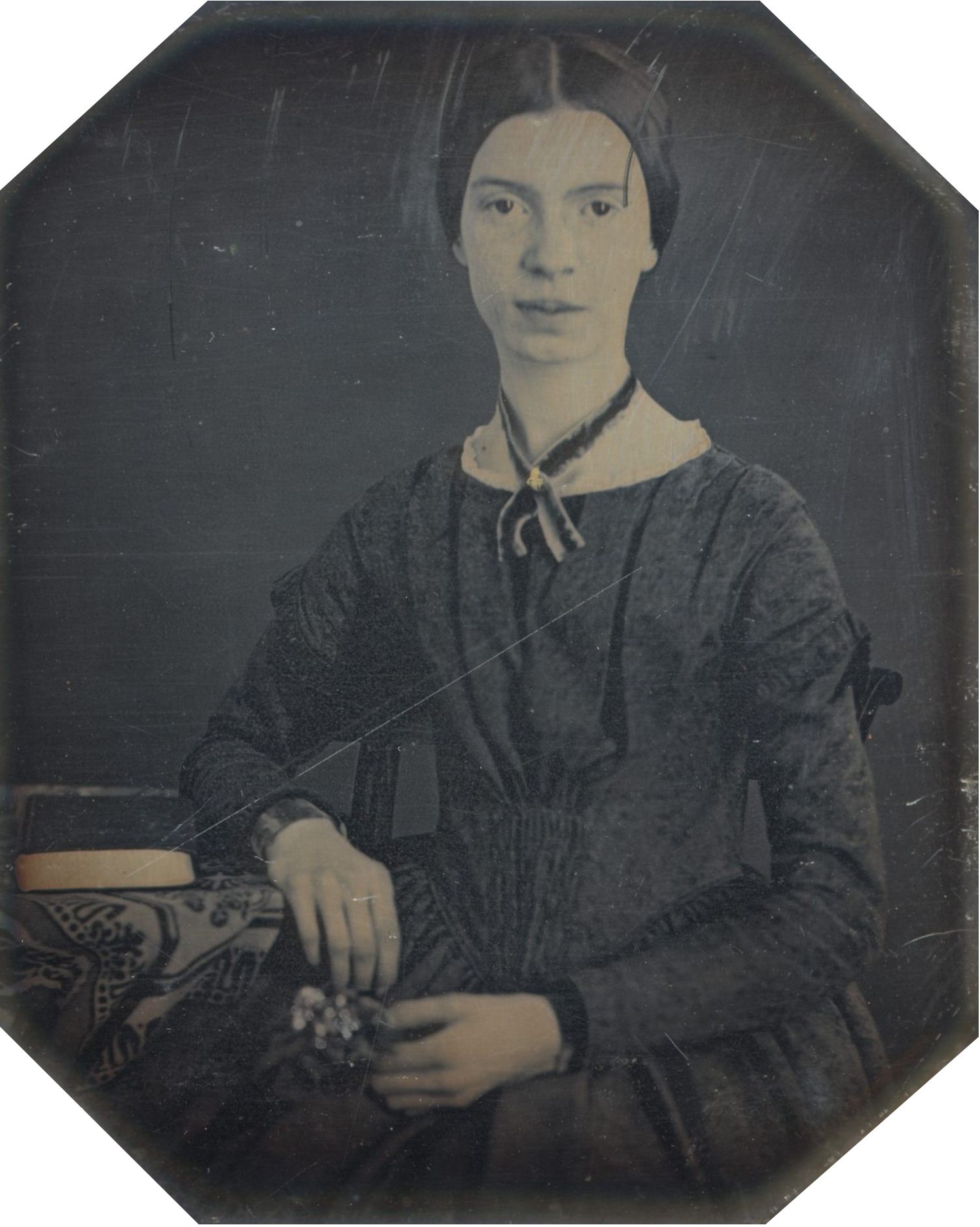 This daguerrotype, of a teenage Dickinson at Mount Holyoke Female Seminary, is the only verified portrait of the poet.