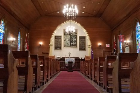 Interior of Mohawk Chapel.