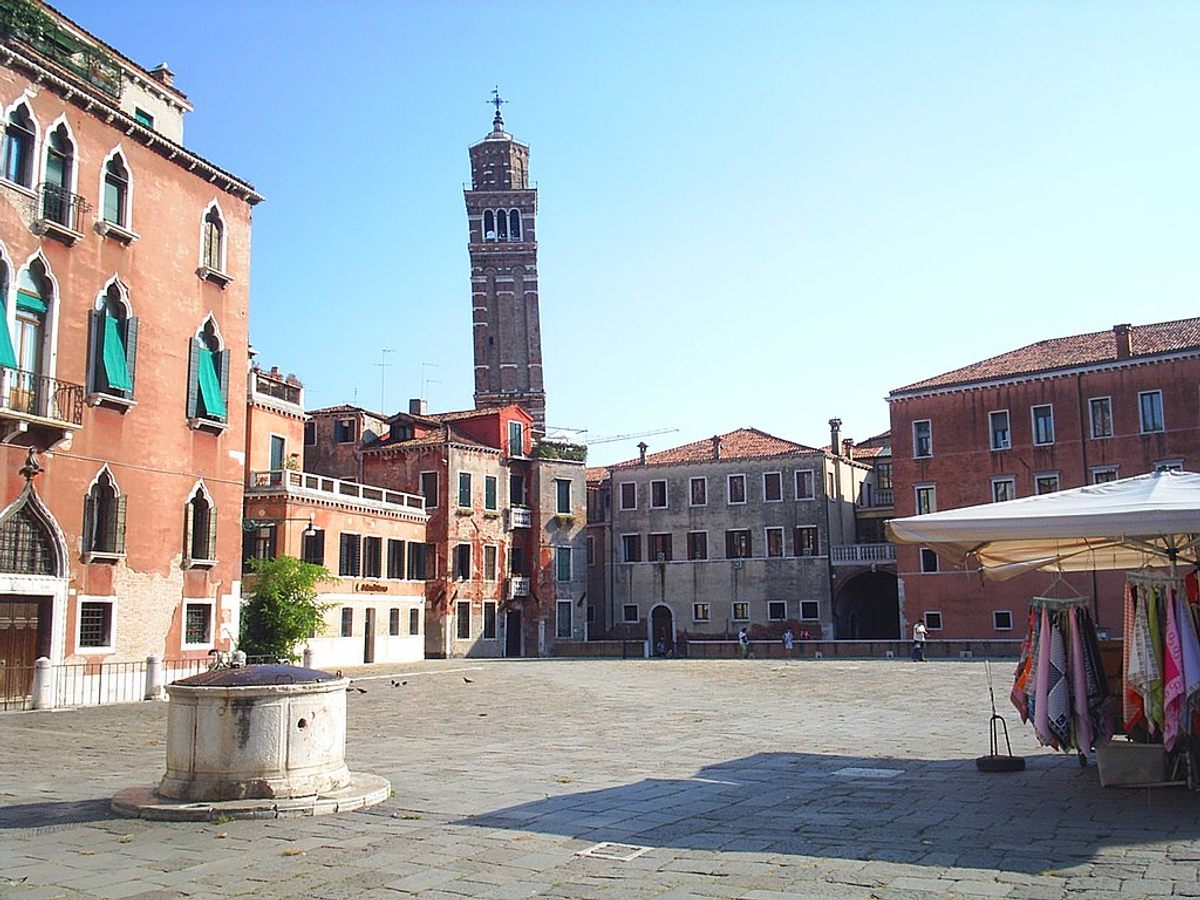 Campo Sant'Angelo in Venice is believed to contain any number of burials beneath its pavement. 