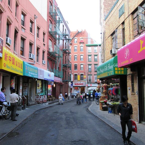 Doyers Street At Night, In Chinatown, Manhattan, New York. Stock