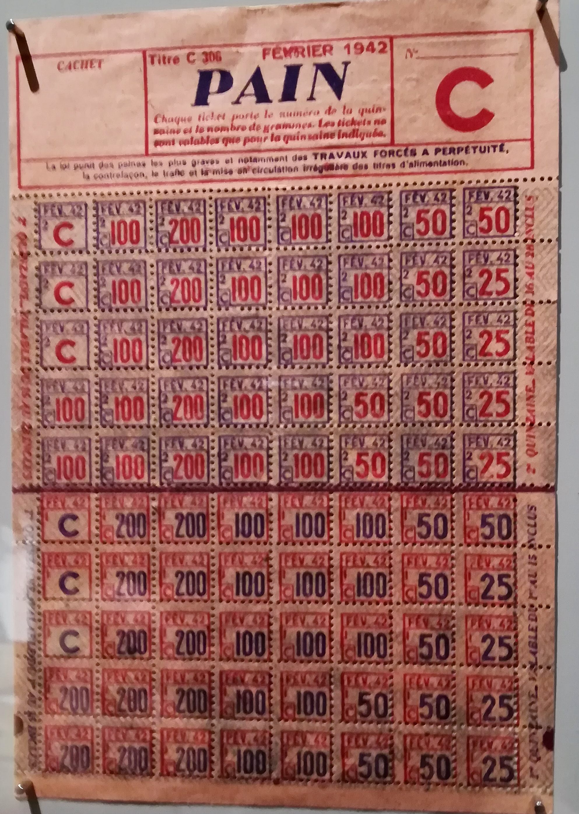 Food-rationing tickets were common in France during World War II.