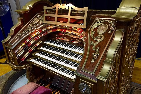 The Wurlitzer 4/26, named for its four keyboards and 26 sets of different sounding pipes.