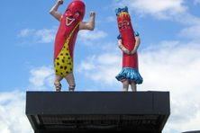 The iconic rooftop statues.