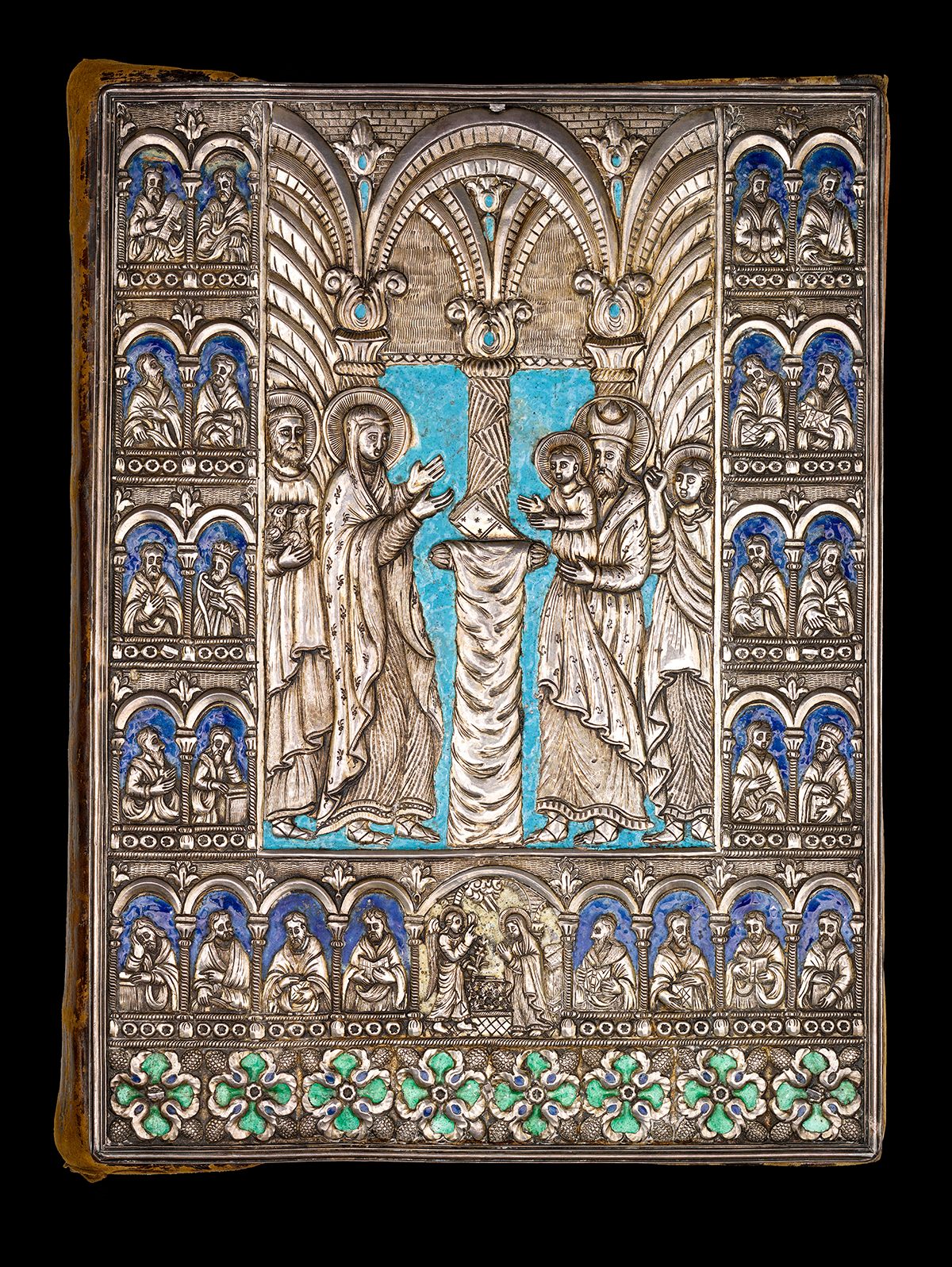 Silver-repoussé and enamel cover, <em>Gospel Book</em>, c. 1700.