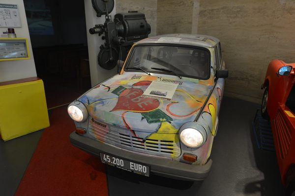 A graffit-painted Trabi.