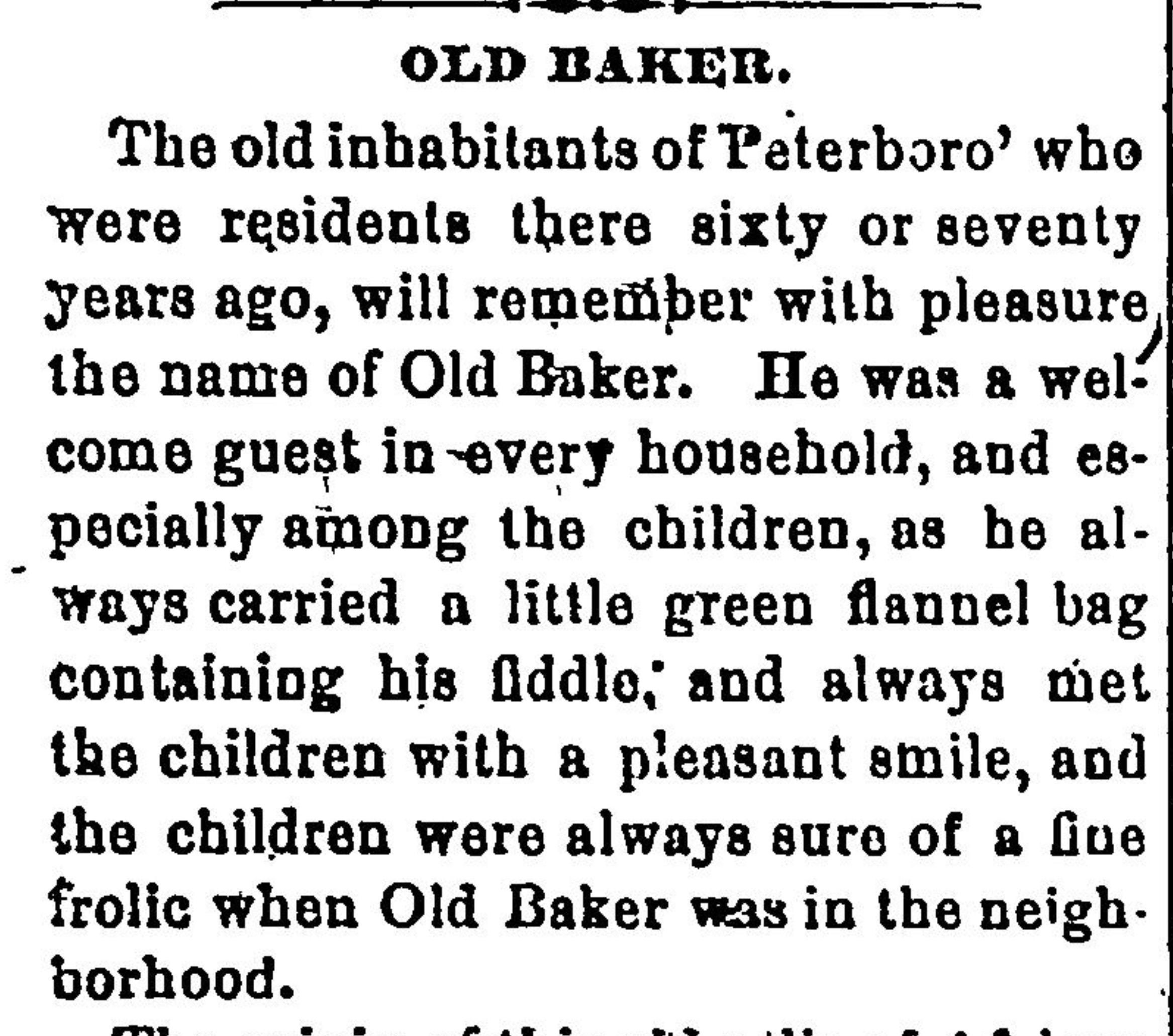 Baker Moore was one person for whom records contained a lot of information. This newspaper clipping from 1889 suggests he was well known around town.