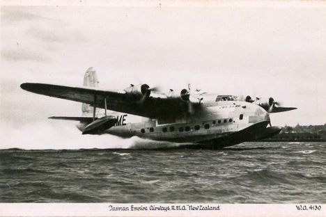 A Solent seaplane coming in to land.