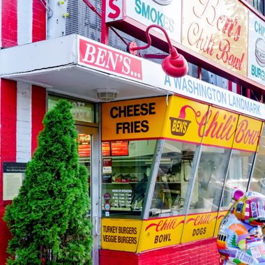 With Bill Cosby long gone, Kamala Harris is now in residence at Ben's Chili Bowl, Washington, DC USA