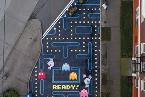 Overhead view of Pac Man Park