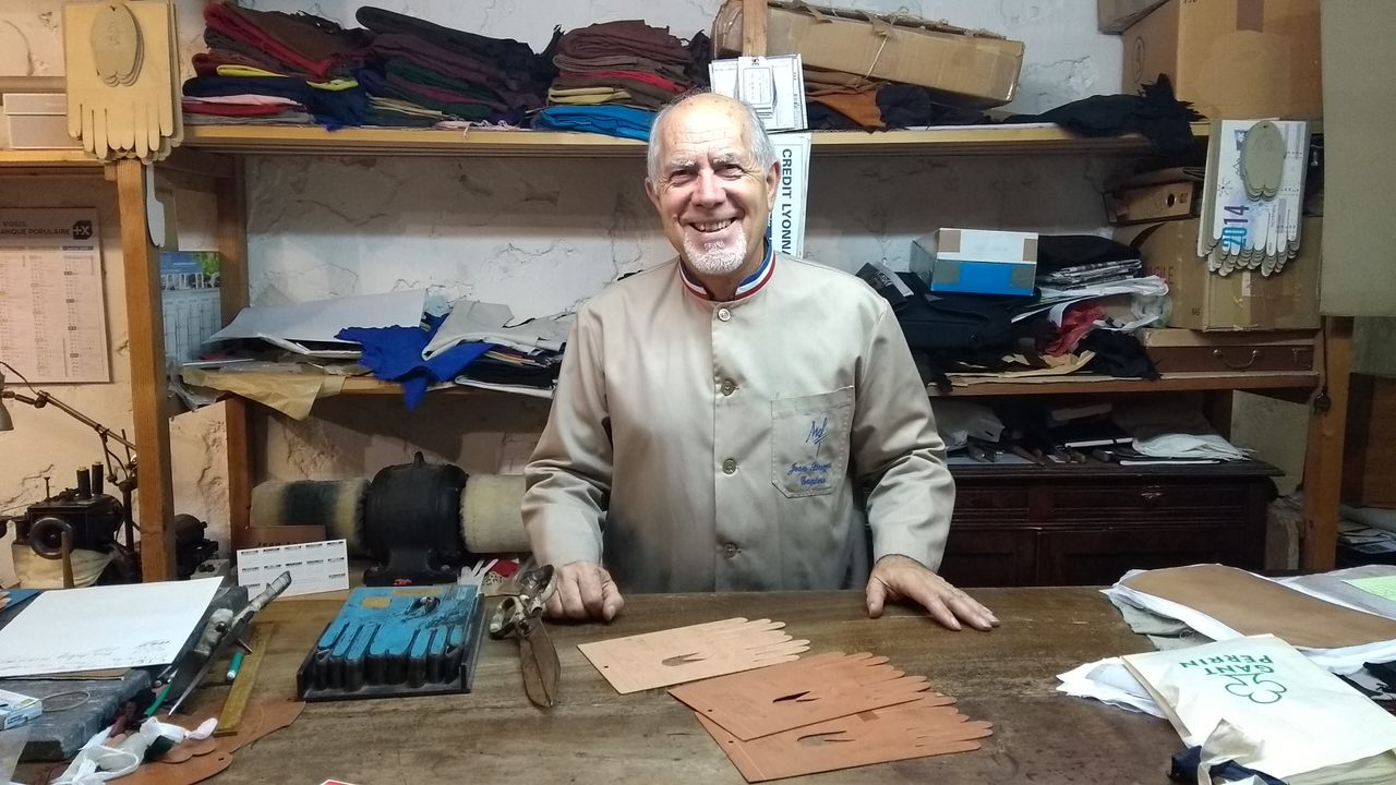 Jean Strazzeri, one of the last traditional glovemakers in France, pictured in his Grenoble workshop.
