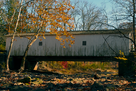 The historic covered bridge.