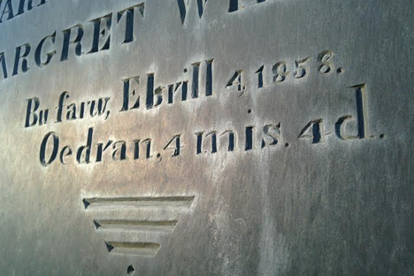 Slate gravestone written in Welsh, Slateville Presbyterian Church, Delta, PA