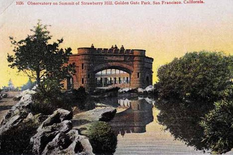 Vintage postcard showing Sweeney Observatory atop Strawberry Hill