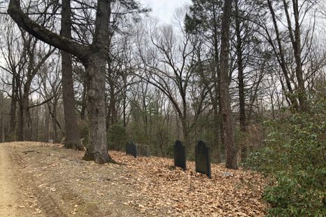 David and Mabel's graves visible on the right side of the cemetary path.
