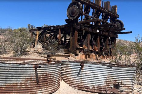 Stamp mill & 2 old water tanks