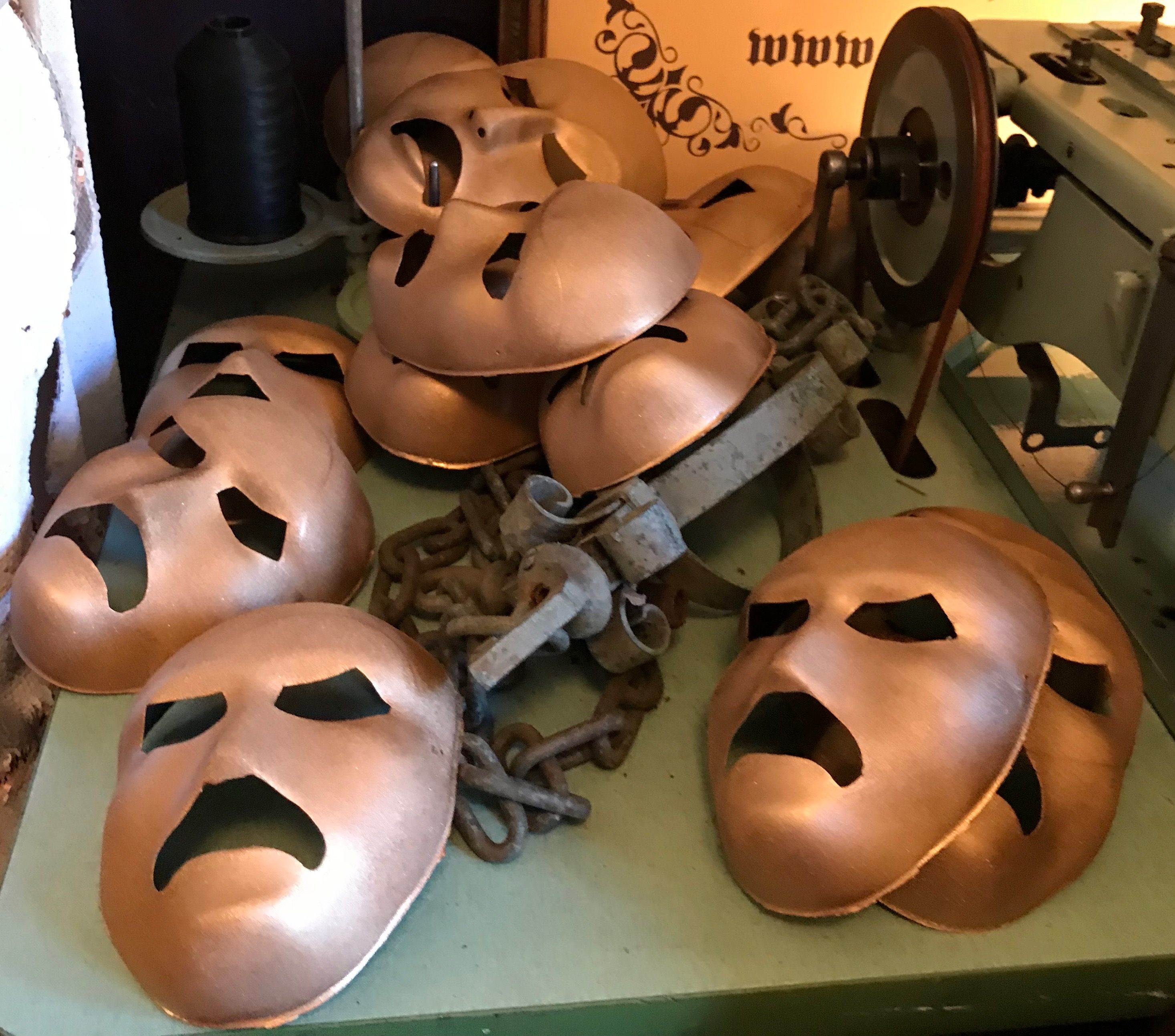 Masks for Ars Minerva's production of <em>Ifigenia</em>.