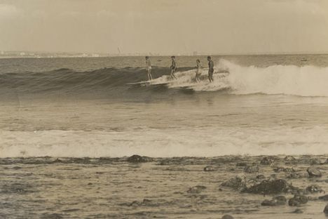 Ricky Grigg, unknown, Vicki Williams, and Nick Gabaldón enjoying Malibu, California, ca. late 1940s–early 1950s.