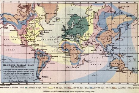 Francis Galton's original "Isochronic Passage Chart."