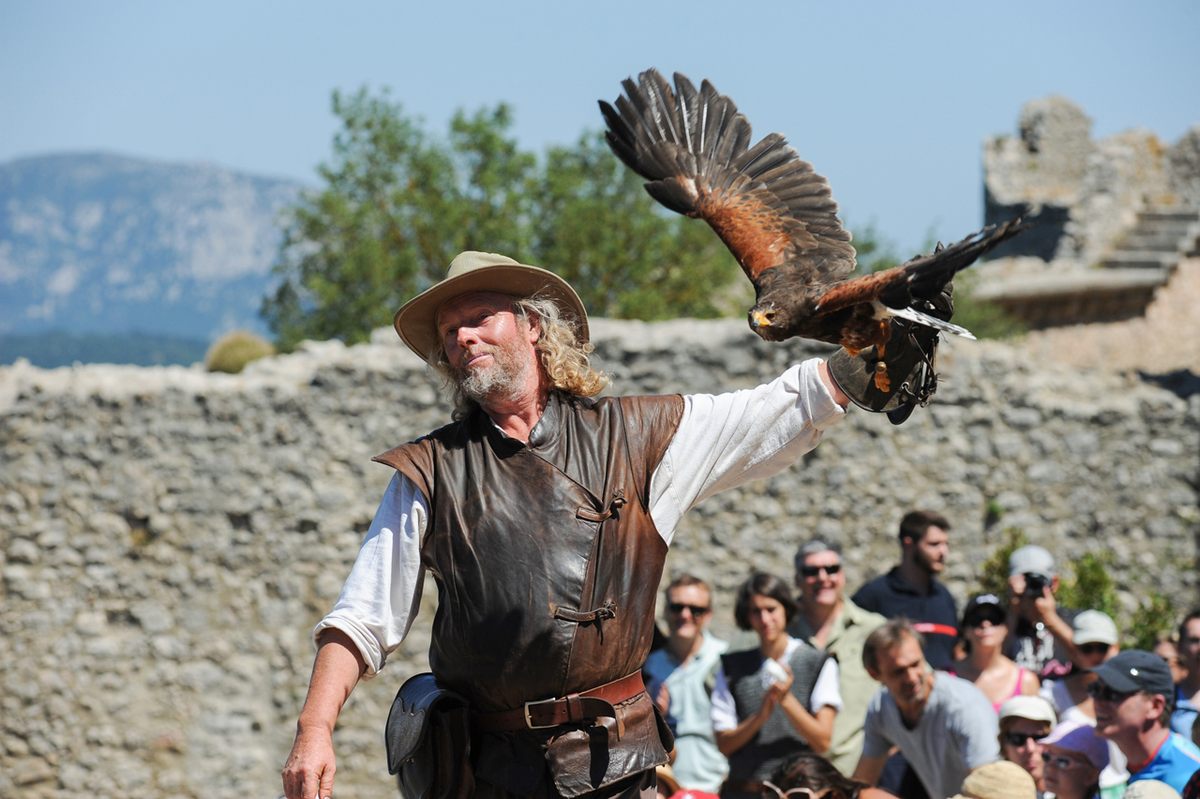 Patrice performing at Peyrepertuse, a 13th-century Cathar castle in the southern French village of Duilhac, in 2015.