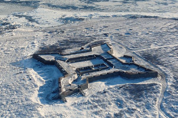 Bird's eye view of the star-shaped fort.