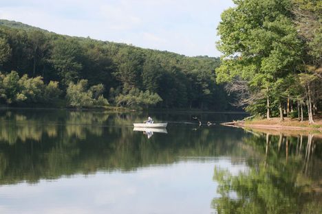 Anglers catch bass, trout, walleye, and monster muskies in Tuscarora State Park. 