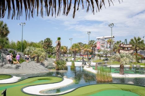 One of the golf courses leads through a string of faux islands. 