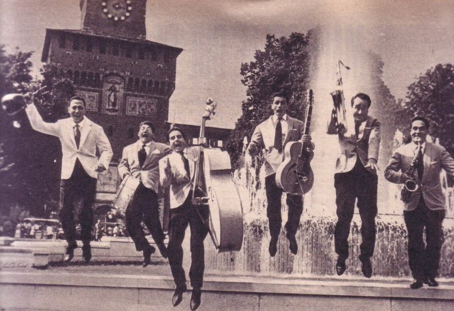 Renato Carosone and his band in Milan in 1958.