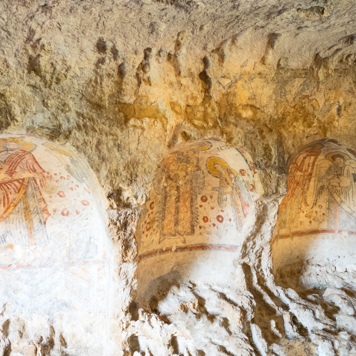 Ancient troglodyte frescoes in Matera.