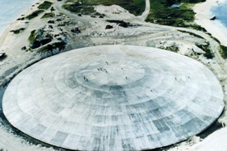 The dome is visible from the air--a perfect circle concealing something darker.
