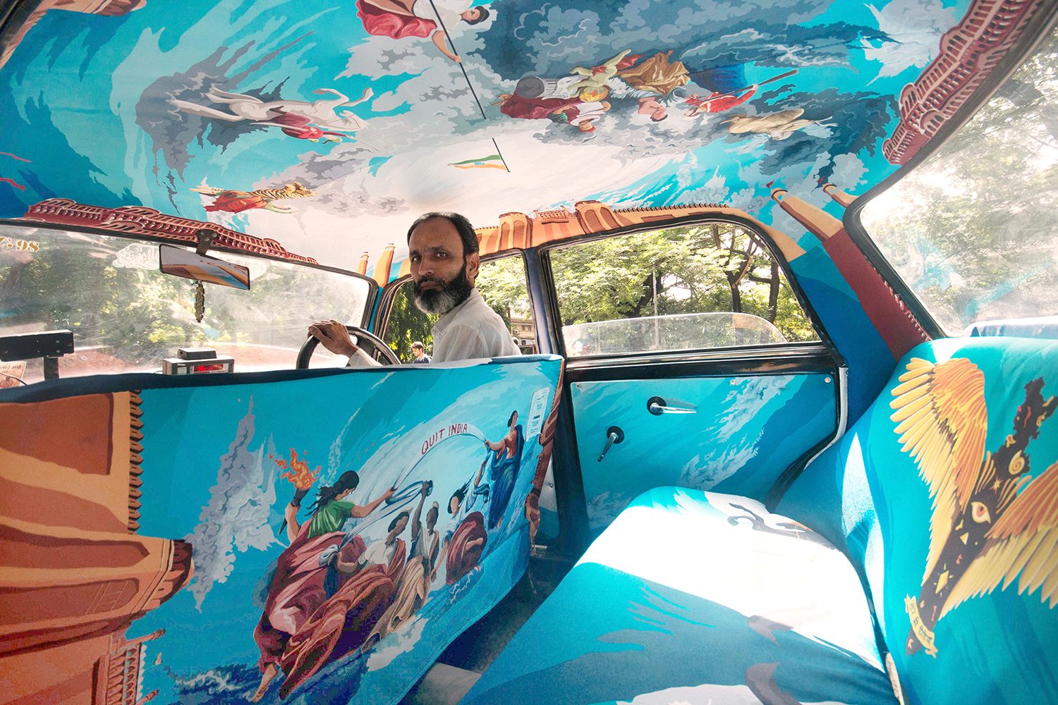 Artist Kunel Gaur, who designed this piece, "A Century of Revolt," was inspired by India's century-long struggle for freedom. (Photo: Taxi Fabric)