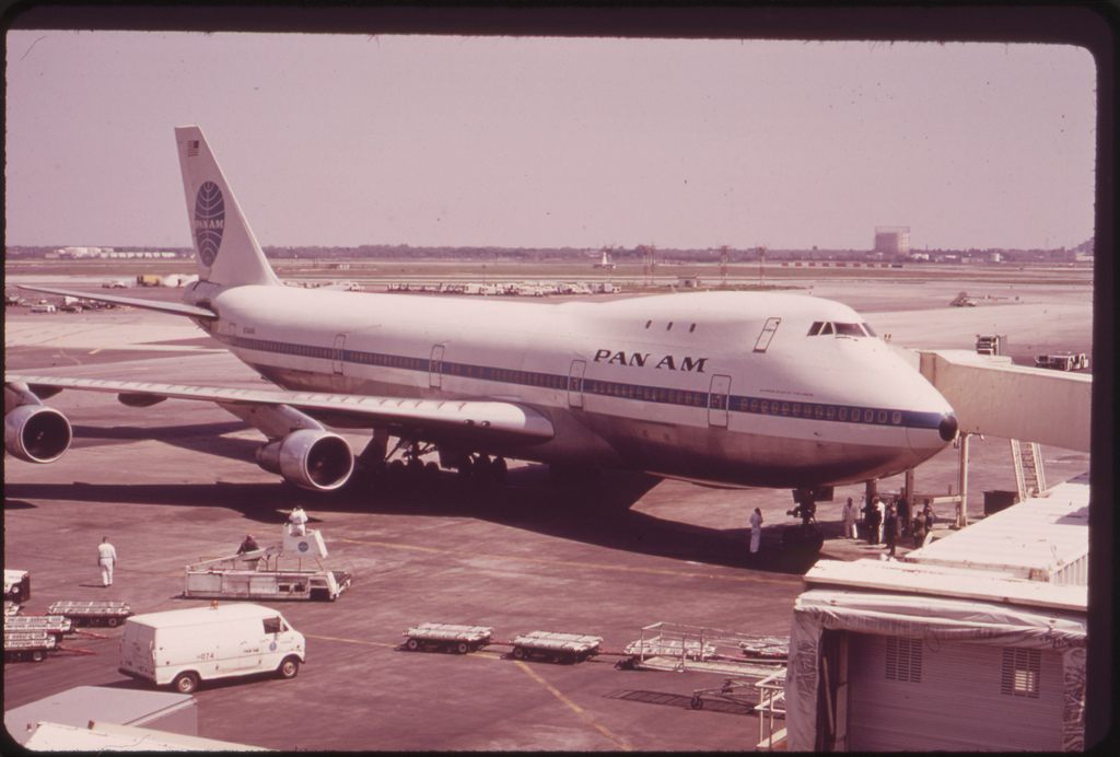 A Pan Am plane at New York's JFK airport, 1973.