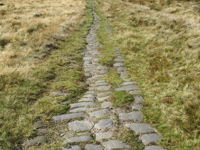 An actual Roman road in Britain (with what might be more recent paving stones).