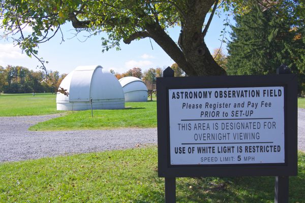 Astronomy Observation Field and Telescope Domes