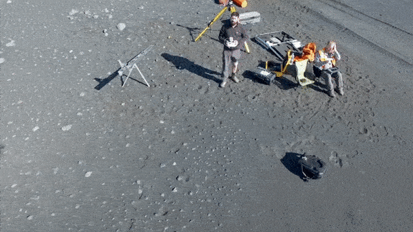 Christopher Hamilton testing a drone. 