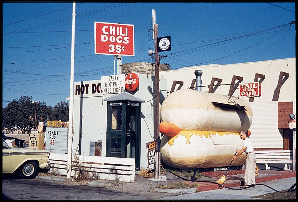 Tail o' the Pup, a hot dog stand, is now in the collection of the Valley Relics Museum.