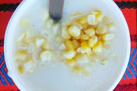 A cup of atol de elote.