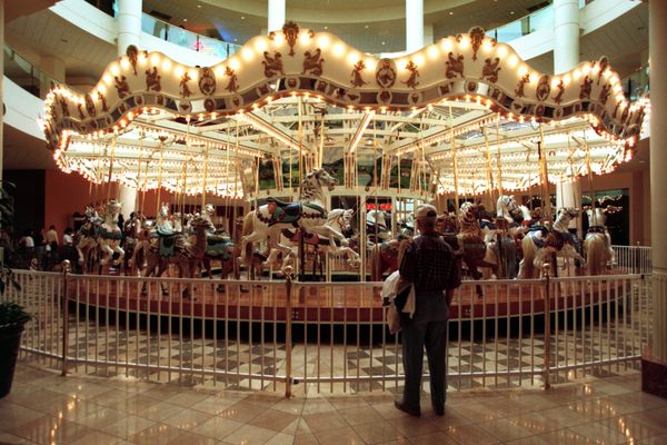A viewof the “Looff Carousel,” a carousel that was originally built in the late 1800’s, and first put into service in 1895. 
