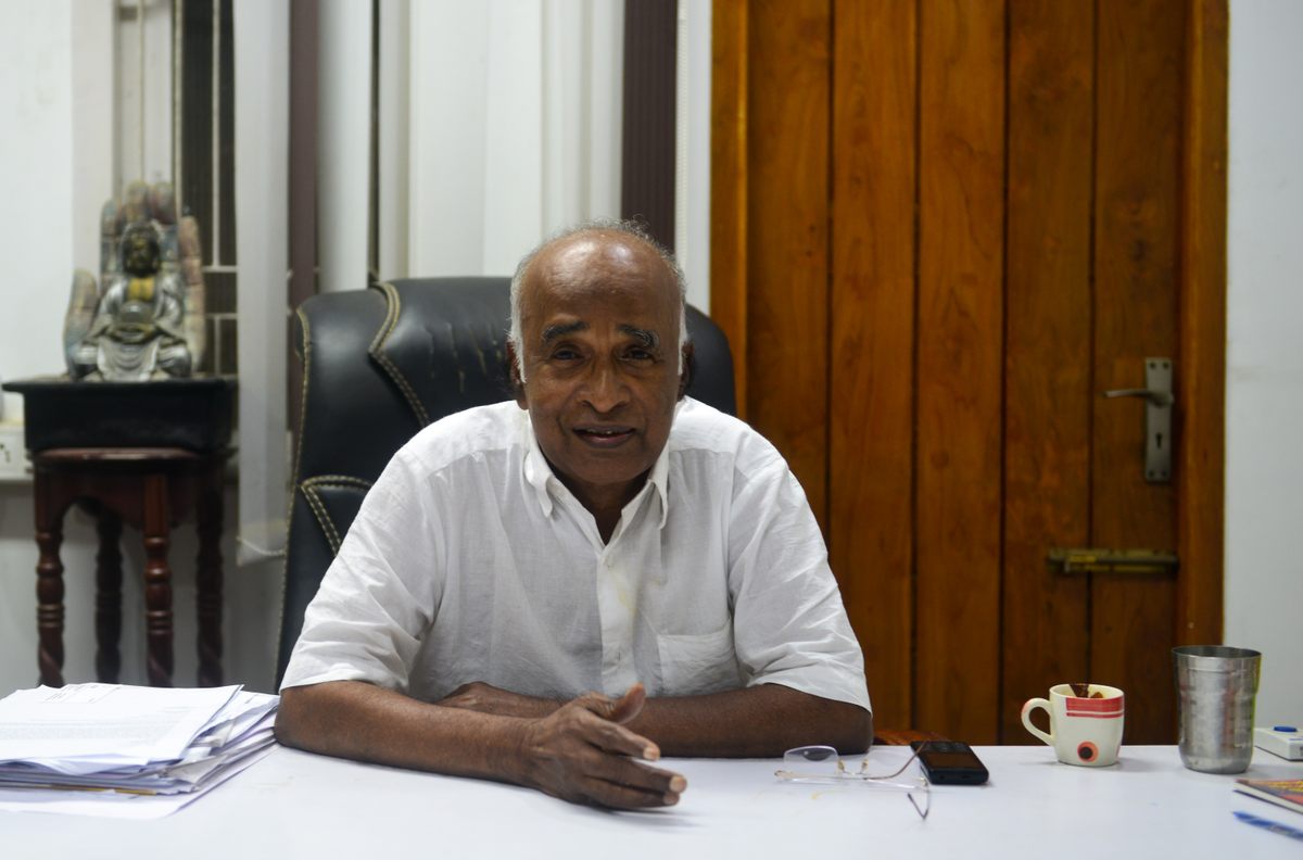 Gurumurthy in his office in the MKB Nagar neighborhood of Chennai, India.