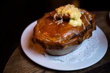 The beef, Guinness, and oyster pie sports a rich, flaky crust.