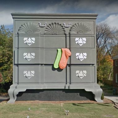 The restored giant bureau in High Point.