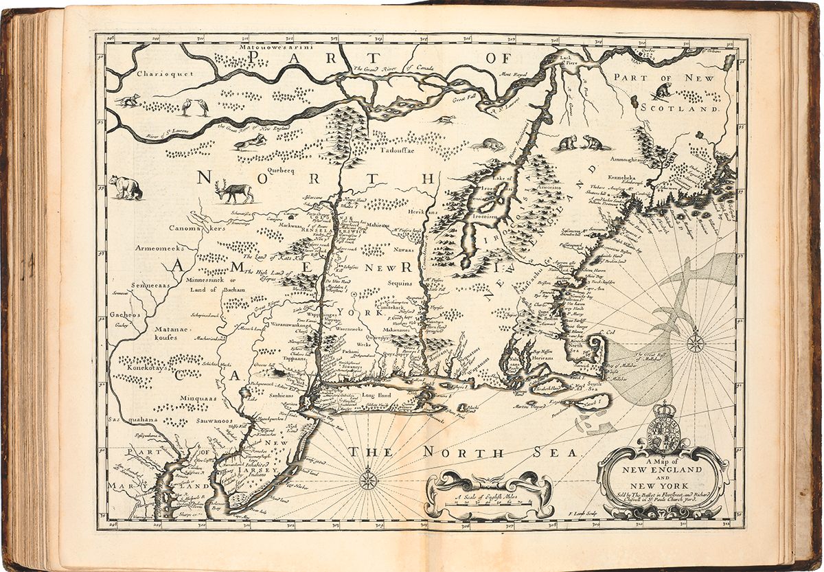 Map of New England and New York, from <em>The Theatre of the Empire of Great Britaine </em>1676.