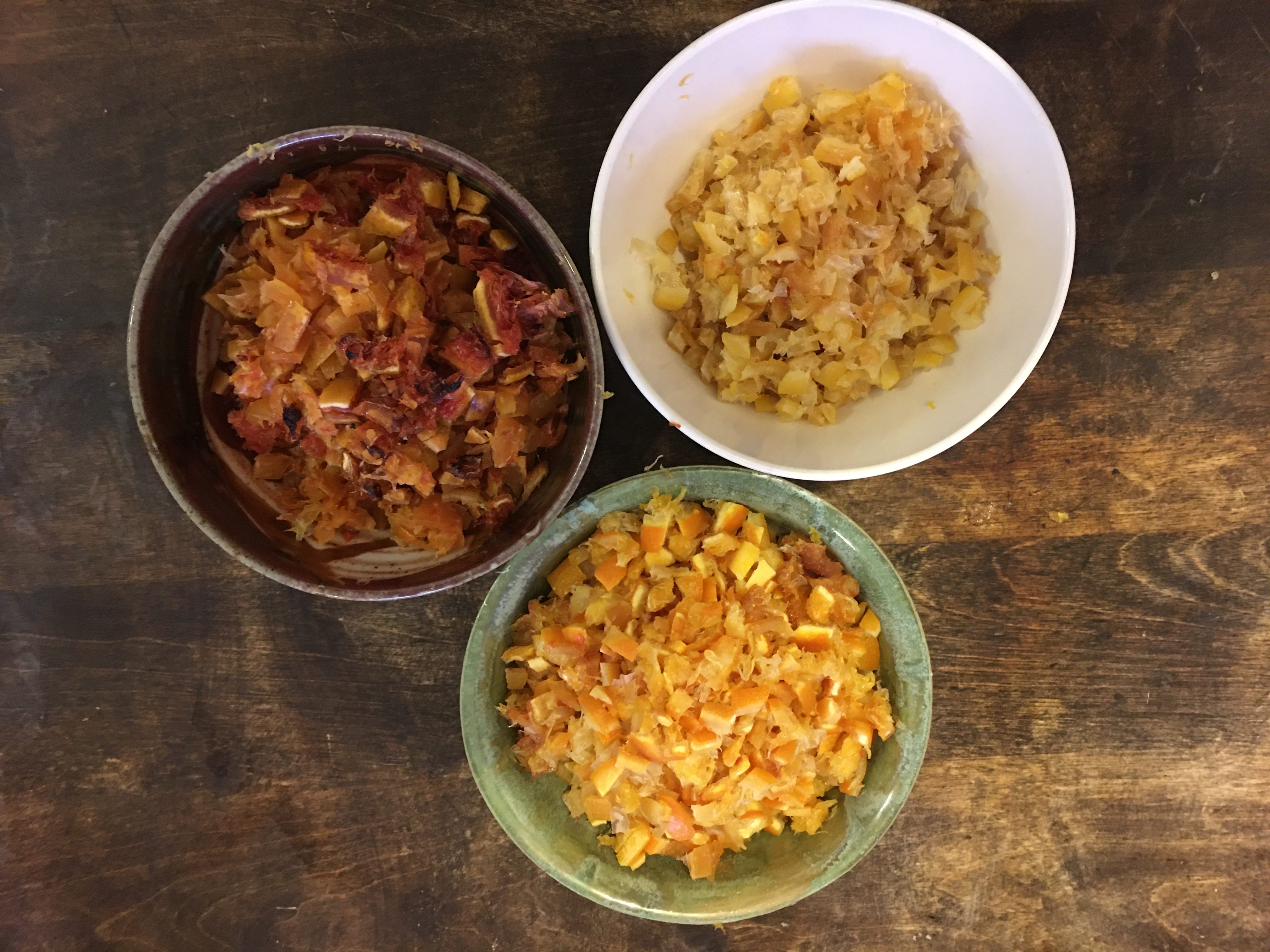 Homemade candied orange, lemon, and grapefruit.