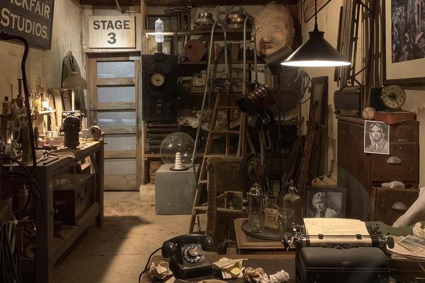 Inside a former garage is a dusty recreation of a production office.