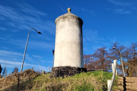 Though the dam crest is long gone, the tower still stands.