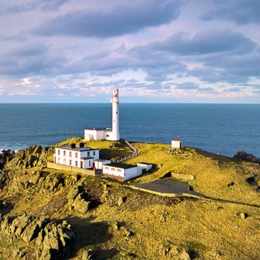 An aerial view of Inishtrahull lighthouse on Inishtrahull Island.