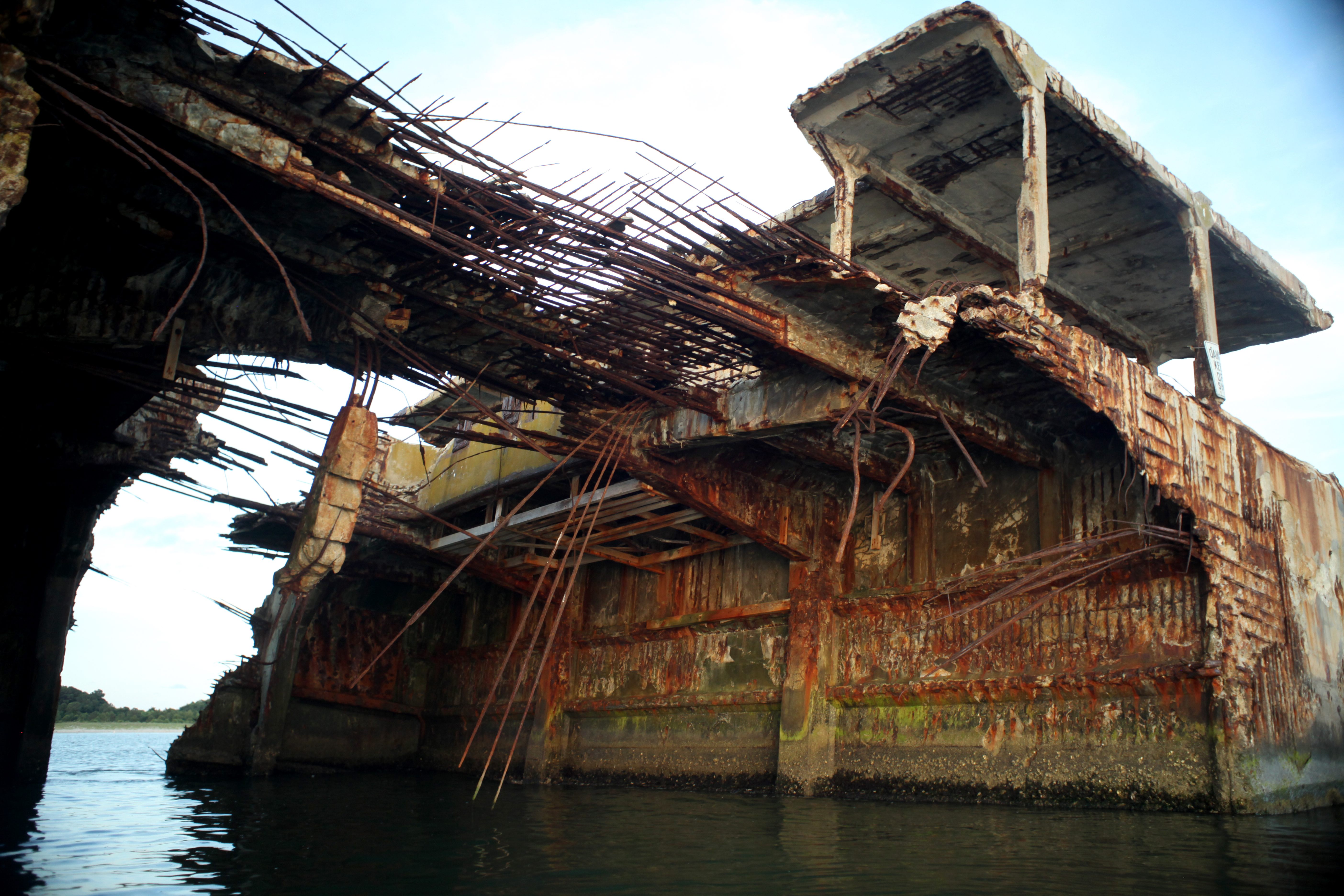 Mess of rebar and concrete on the SS Talbot.