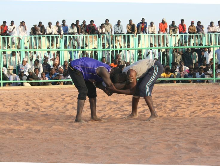 A traditional Nuba wrestling match.