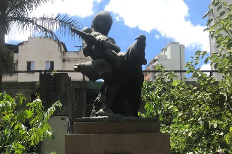 "The Indian and the Anteater" sculpture.