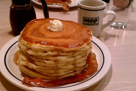 A sweet stack of IHOP pancakes. 