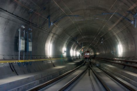 Inside the Gotthard Base Tunnel.